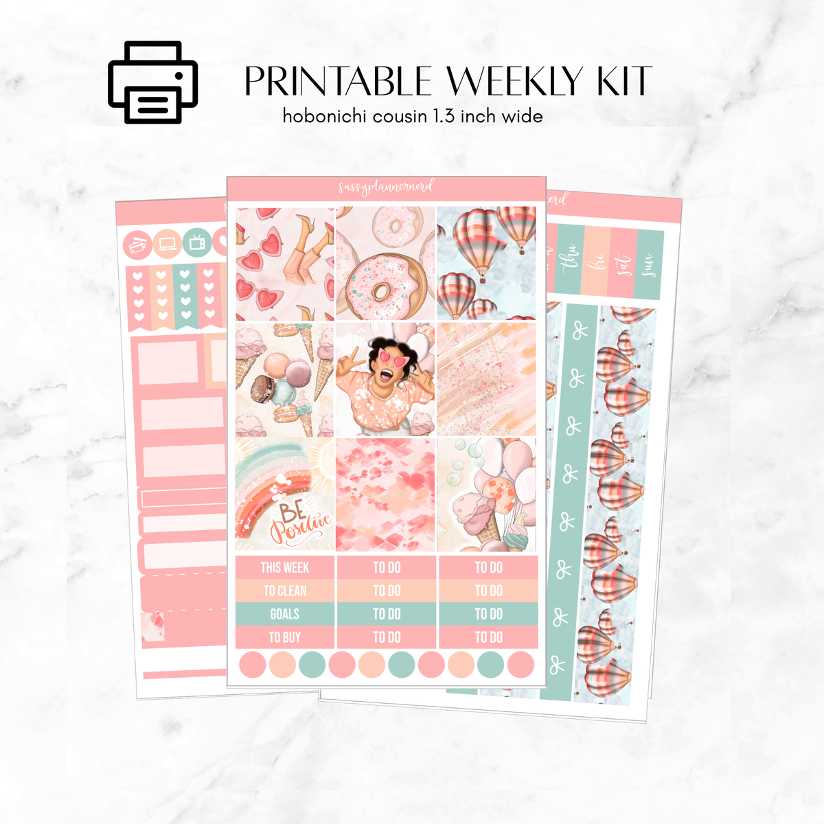 Printable Hobonichi Cousin Weekly kit - good mood
