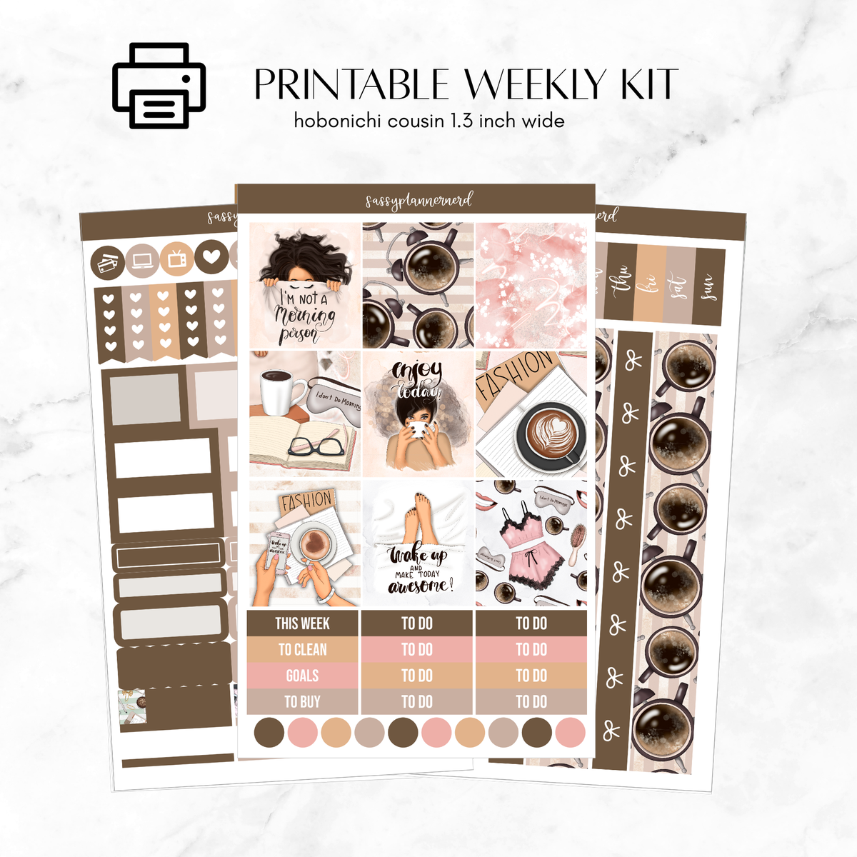 Printable Hobonichi Cousin Weekly kit - coffeelicious