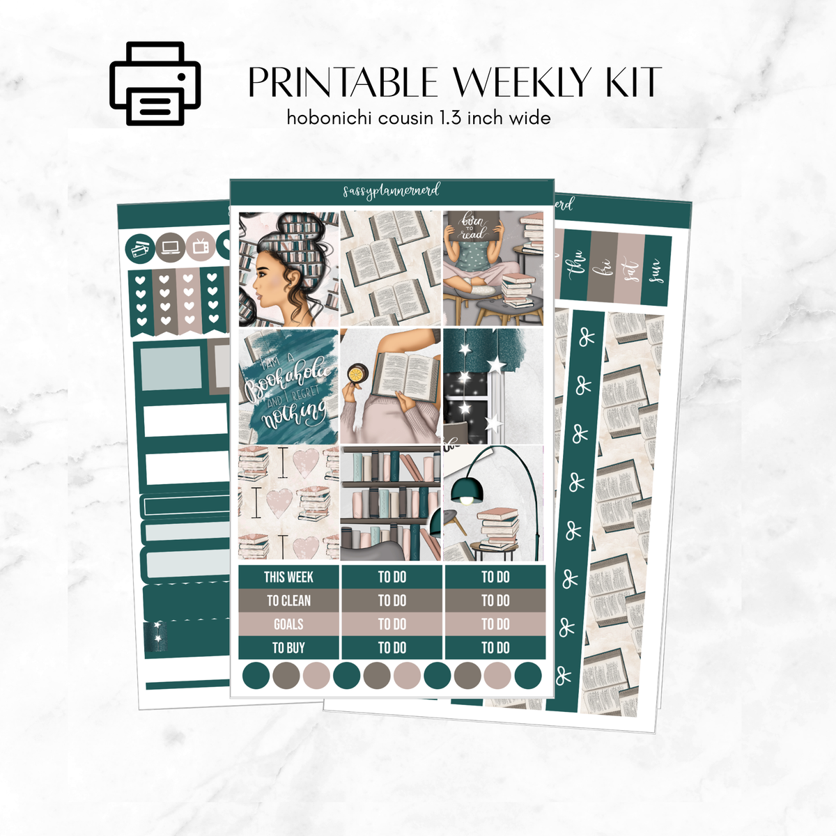 Printable Hobonichi Cousin Weekly kit - bookaholics