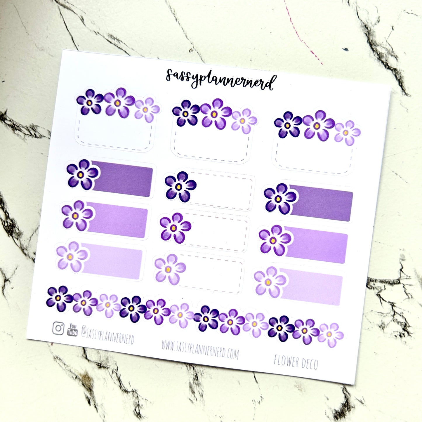 Flower deco labels | purple