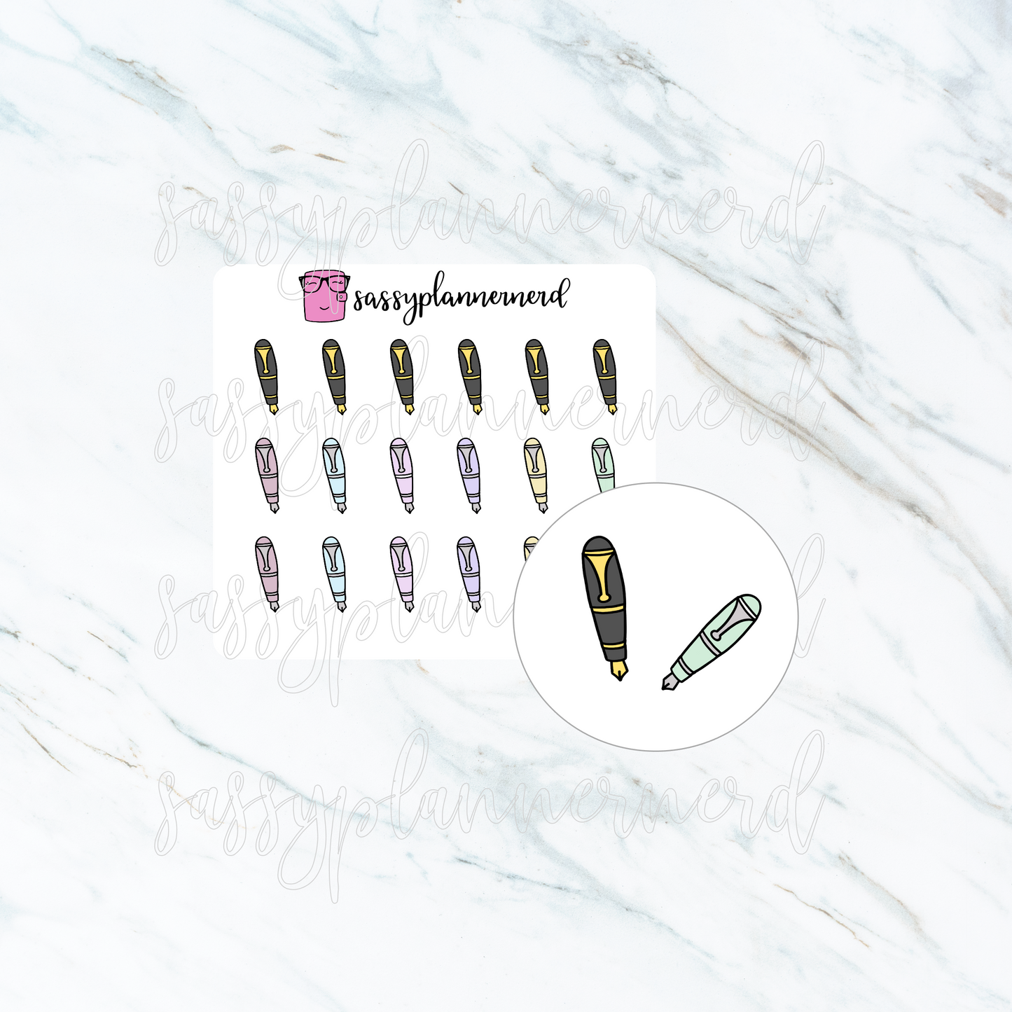 Fountain pens | doodle stickers