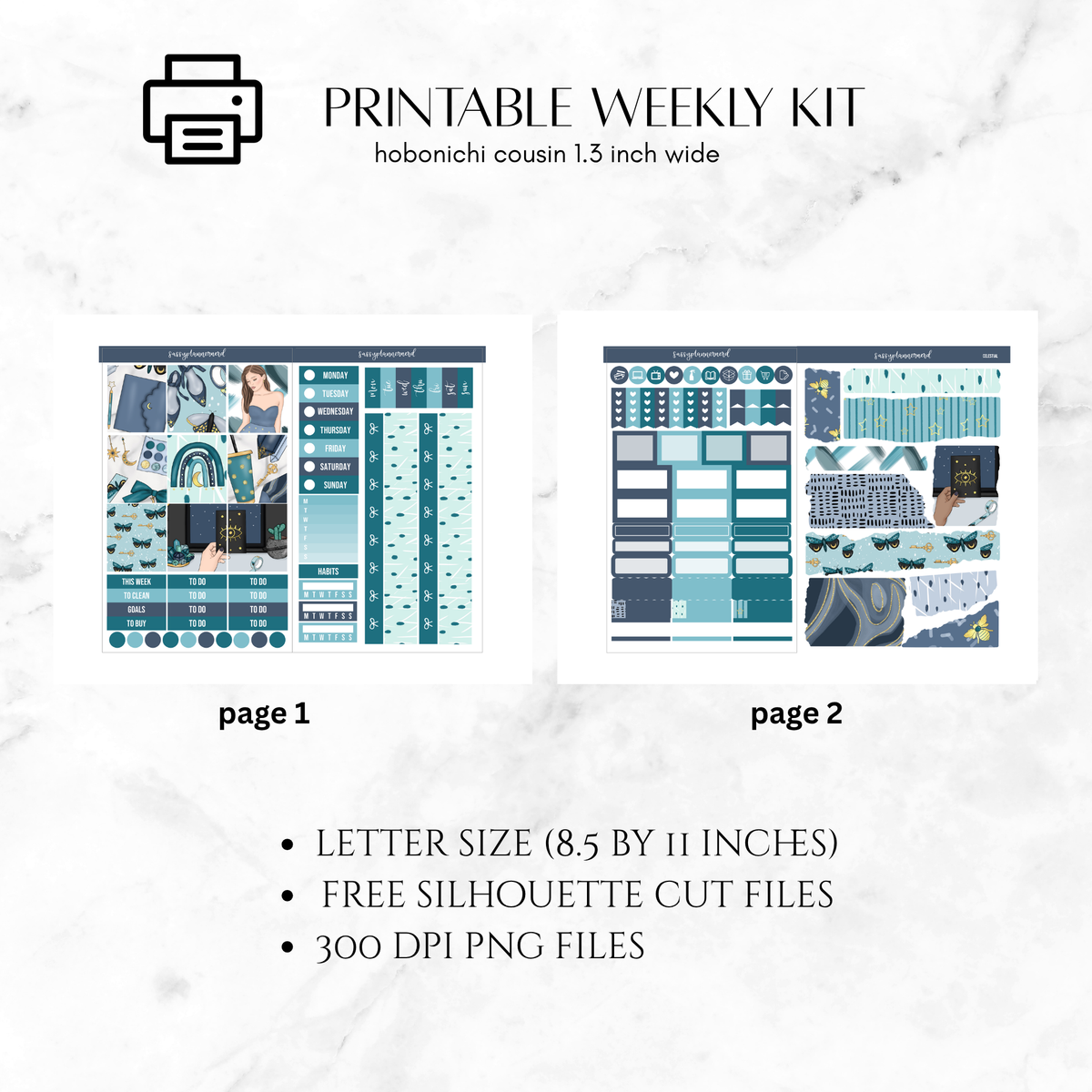 Printable Hobonichi Cousin Weekly kit - celestial
