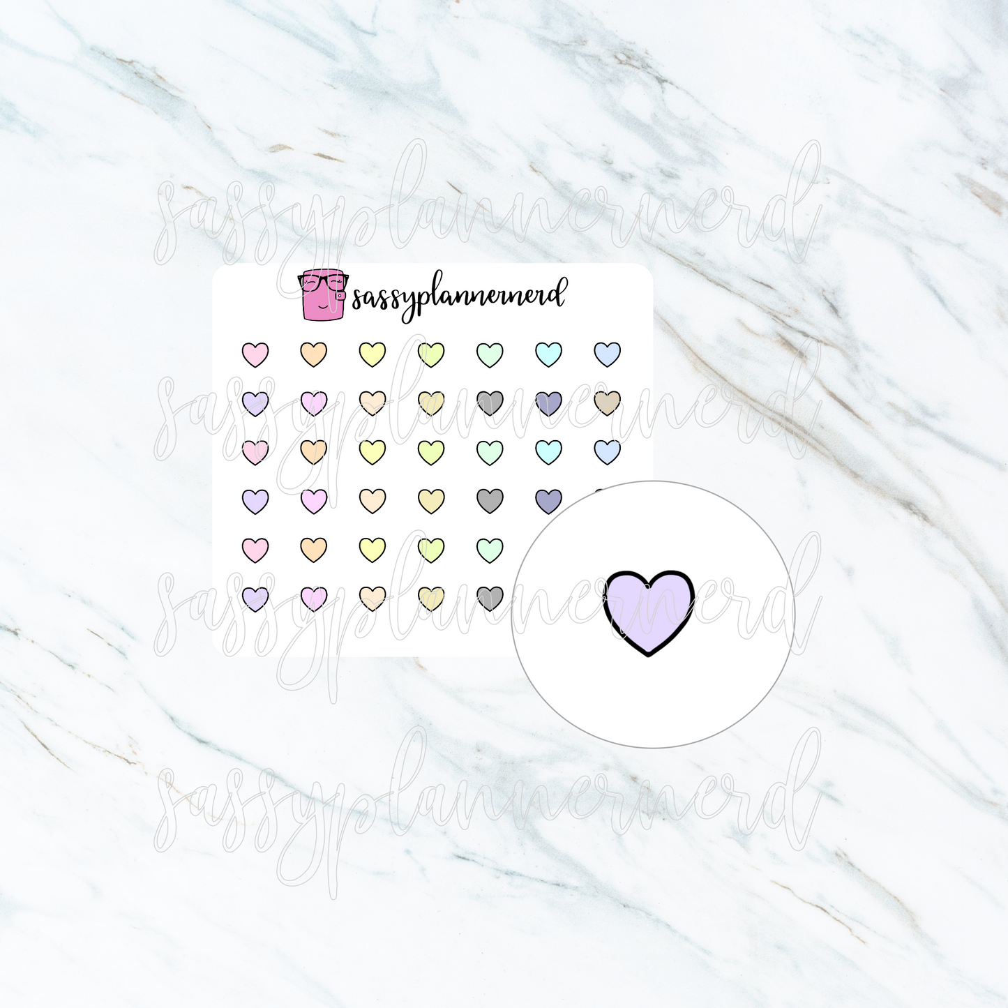 Pastel hearts (tiny) | doodle stickers