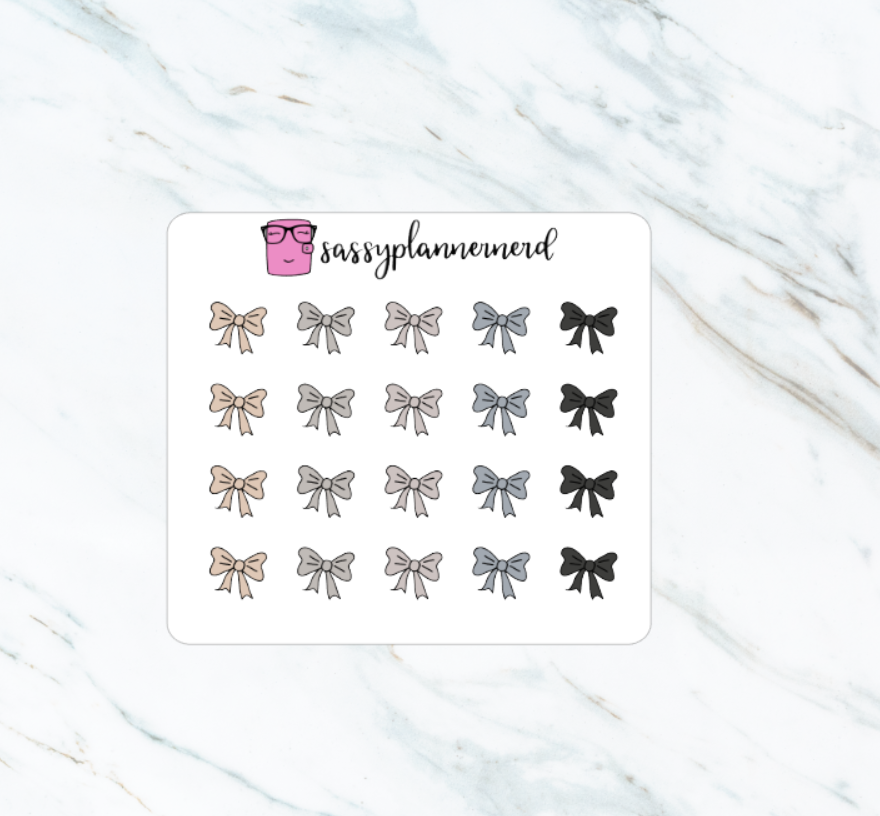 Neutral Bows | Doodle Stickers