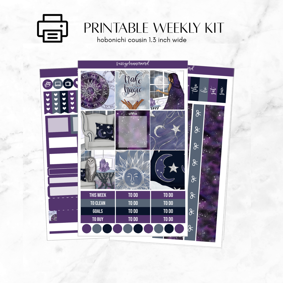 Printable Hobonichi Cousin Weekly kit - magical nights