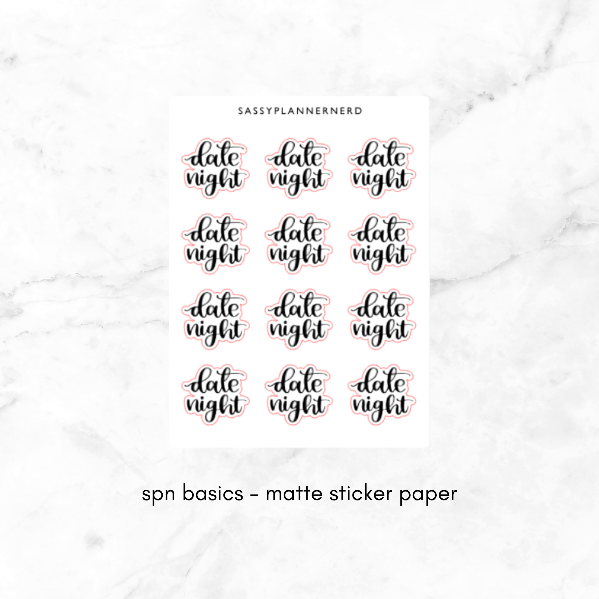 date night | lettering stickers