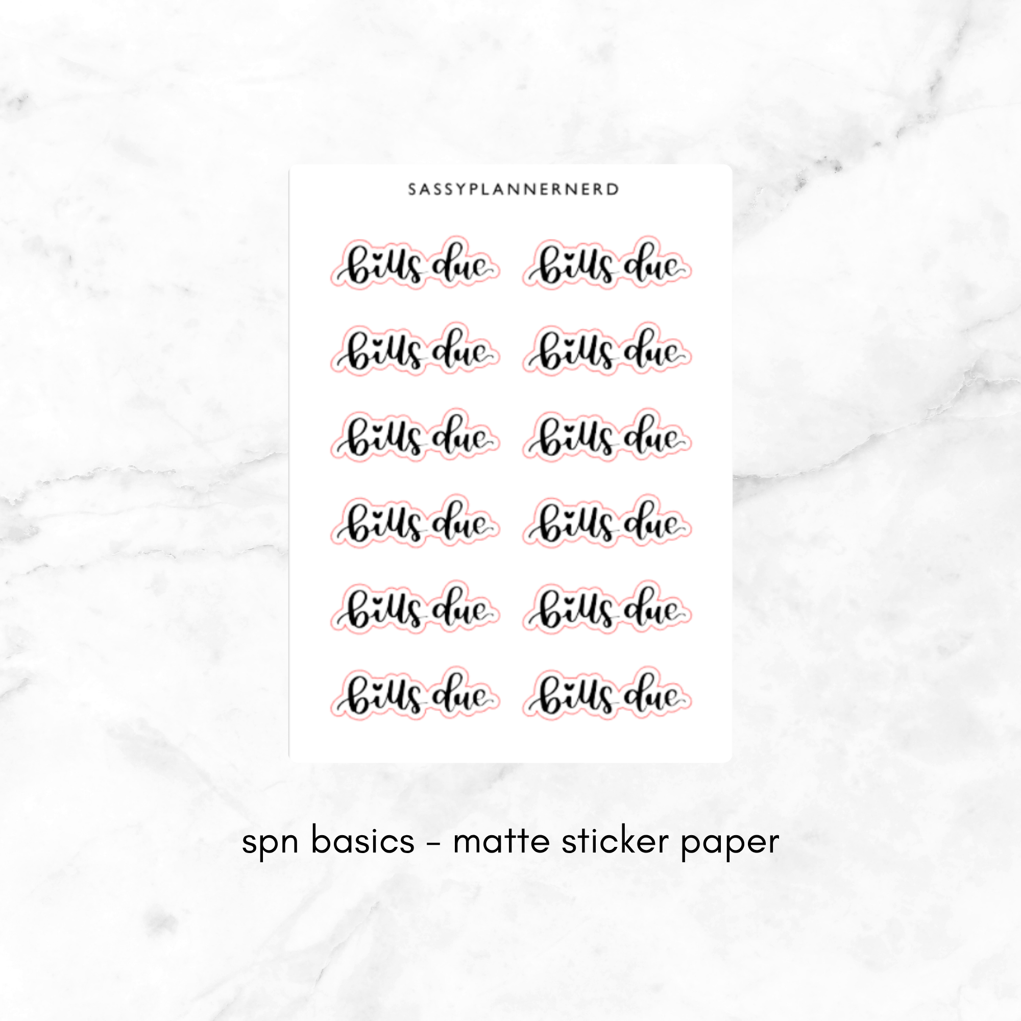 bills due | lettering stickers