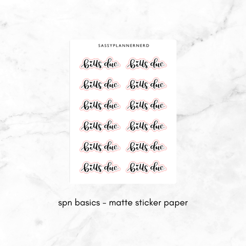 bills due | lettering stickers