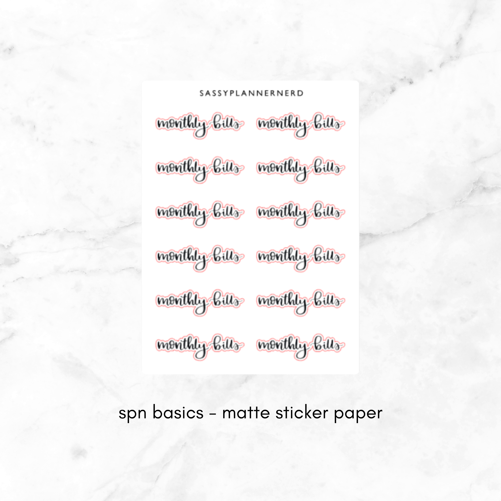 monthly bills | lettering stickers