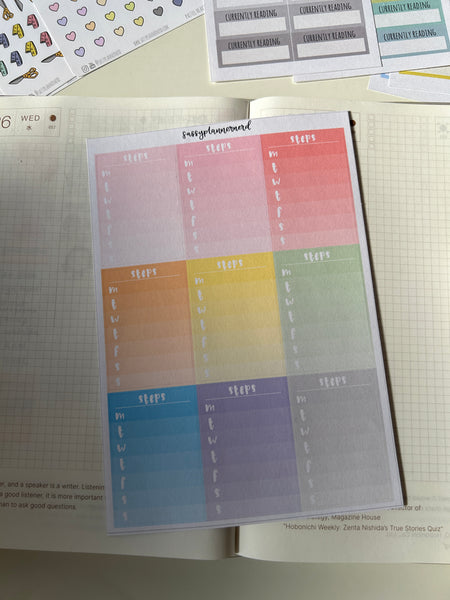 Weekly sidebar trackers // Pastels // Functional stickers