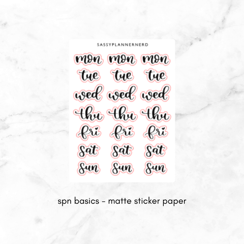 days of week - medium | lettering stickers