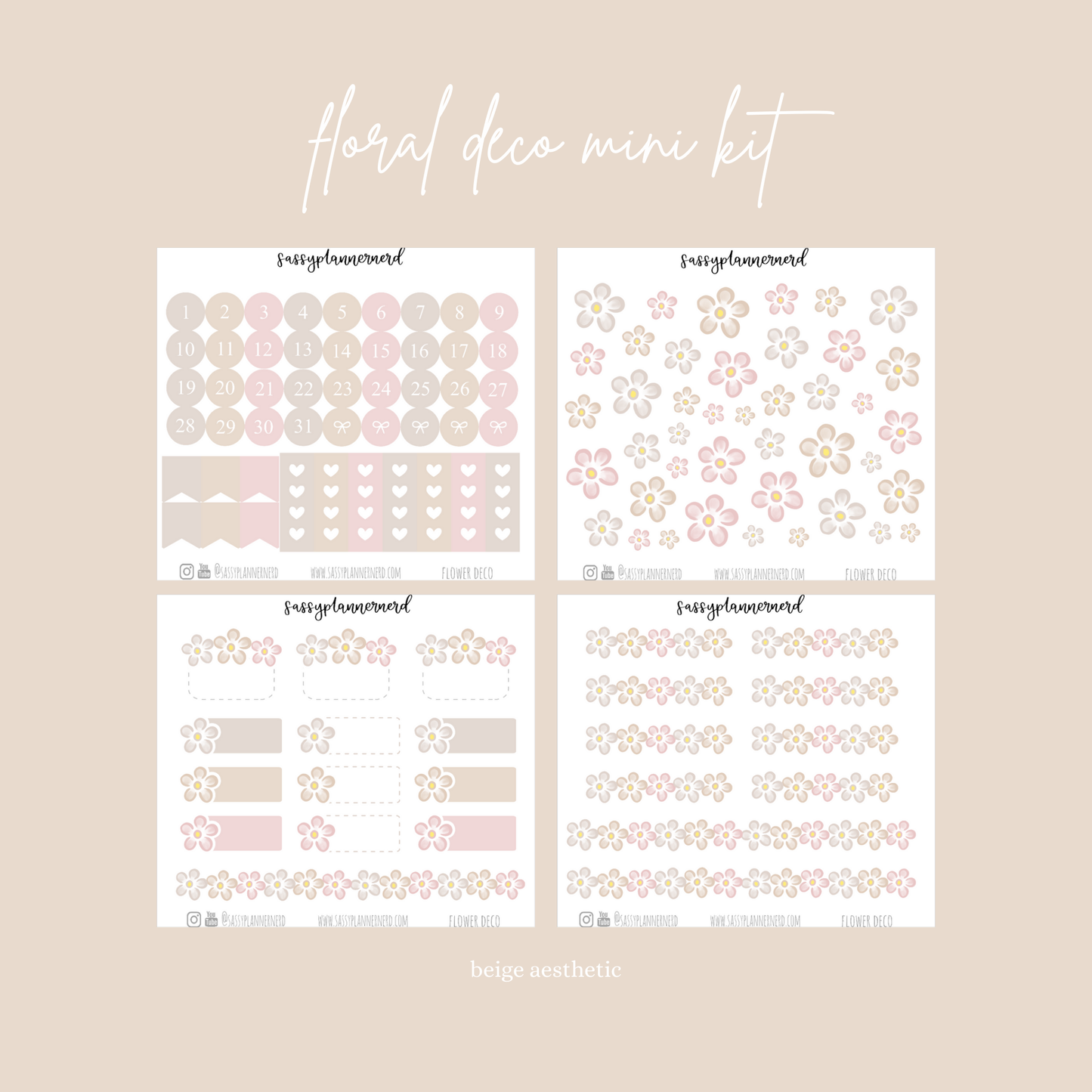 Flower deco labels | 16 colours
