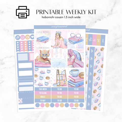 Printable Hobonichi Cousin Weekly kit - bookworm