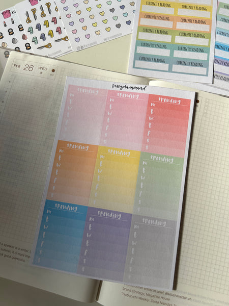 Weekly sidebar trackers // Pastels // Functional stickers