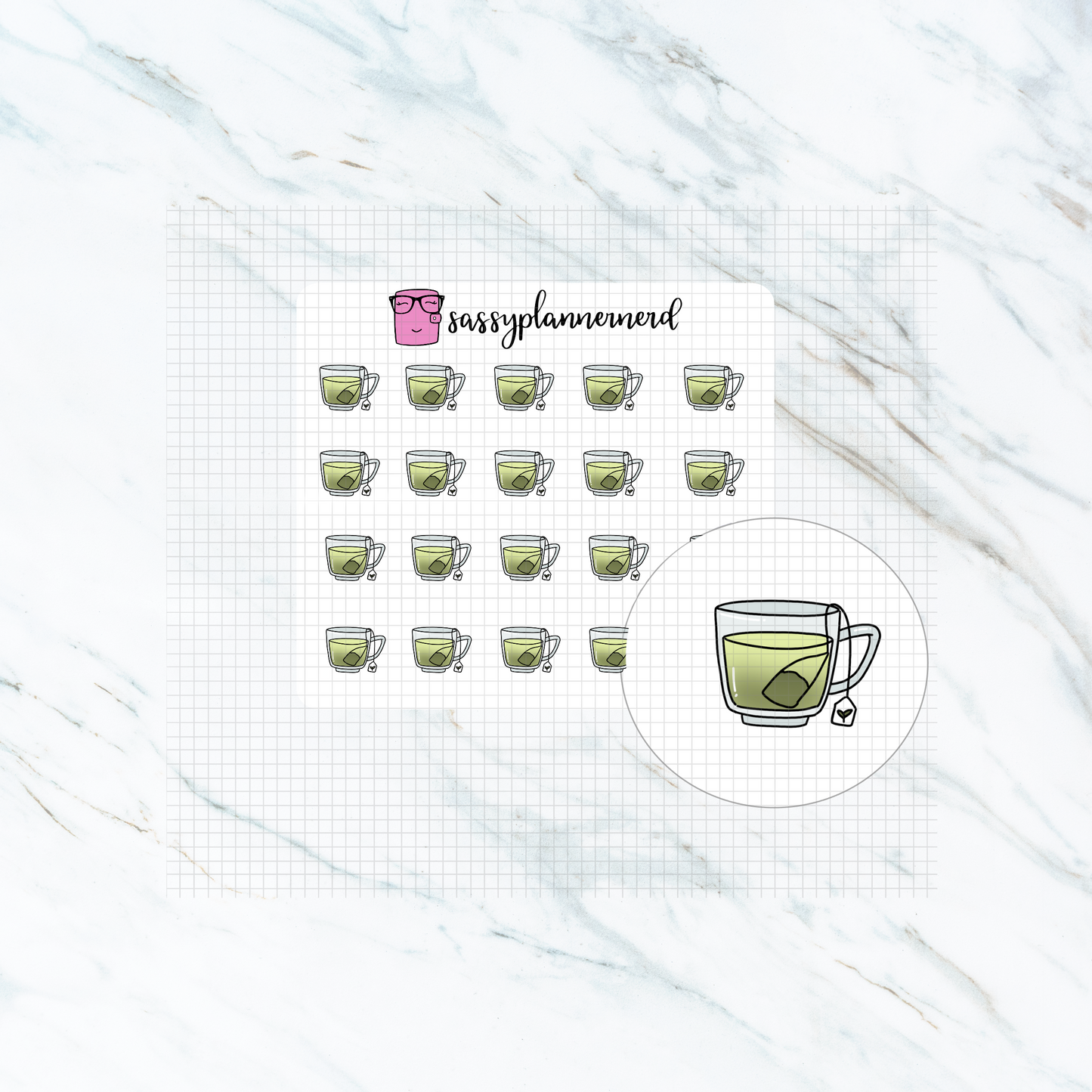 Green tea | doodle stickers