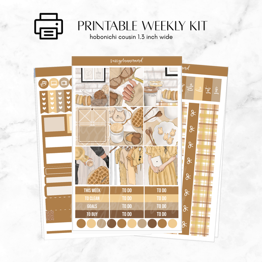 Printable Hobonichi Cousin Weekly kit - cafe vibes