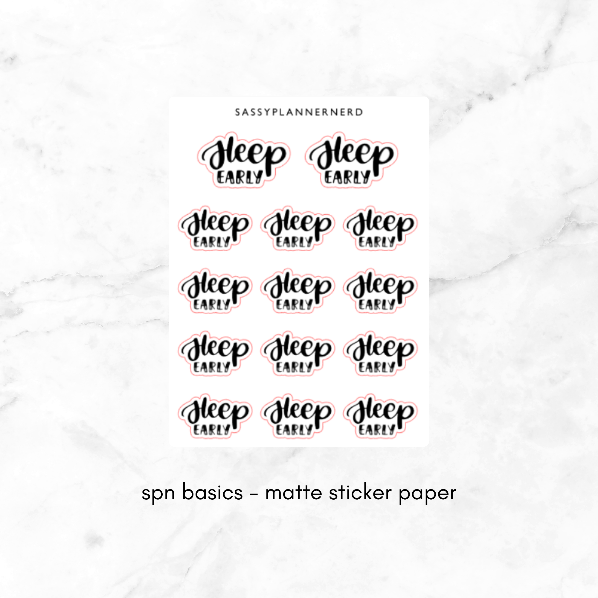 sleep early | lettering stickers