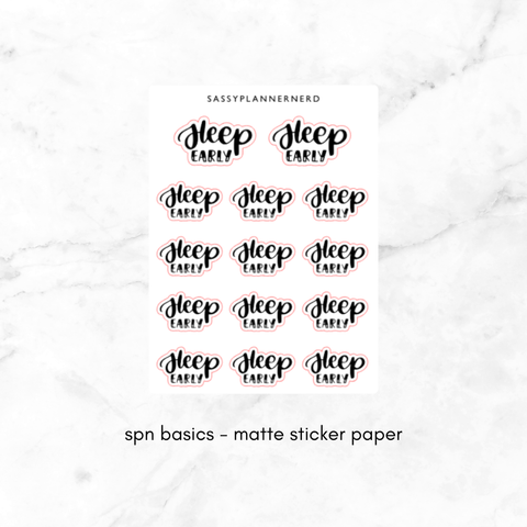 sleep early | lettering stickers