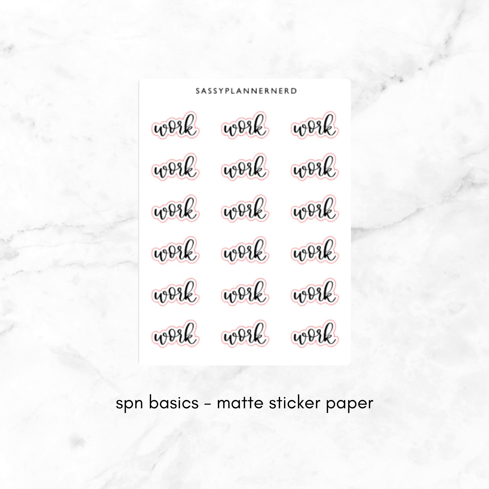 work | lettering stickers