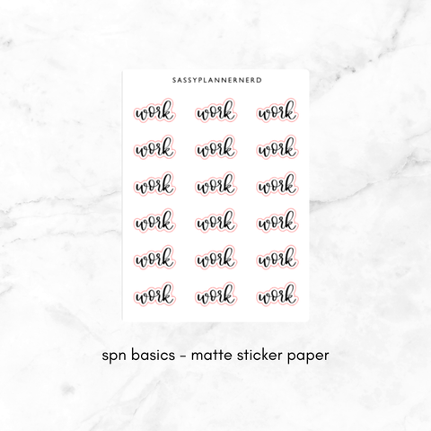 work | lettering stickers