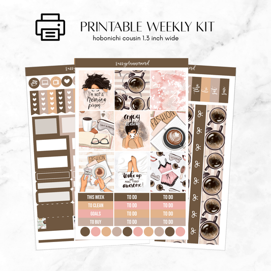 Printable Hobonichi Cousin Weekly kit - coffeelicious