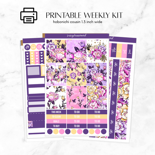 Printable Hobonichi Cousin Weekly kit - floral dreams