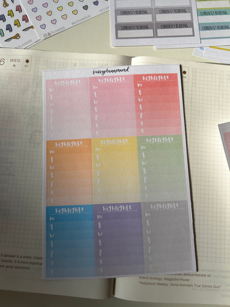 Weekly sidebar trackers // Pastels // Functional stickers