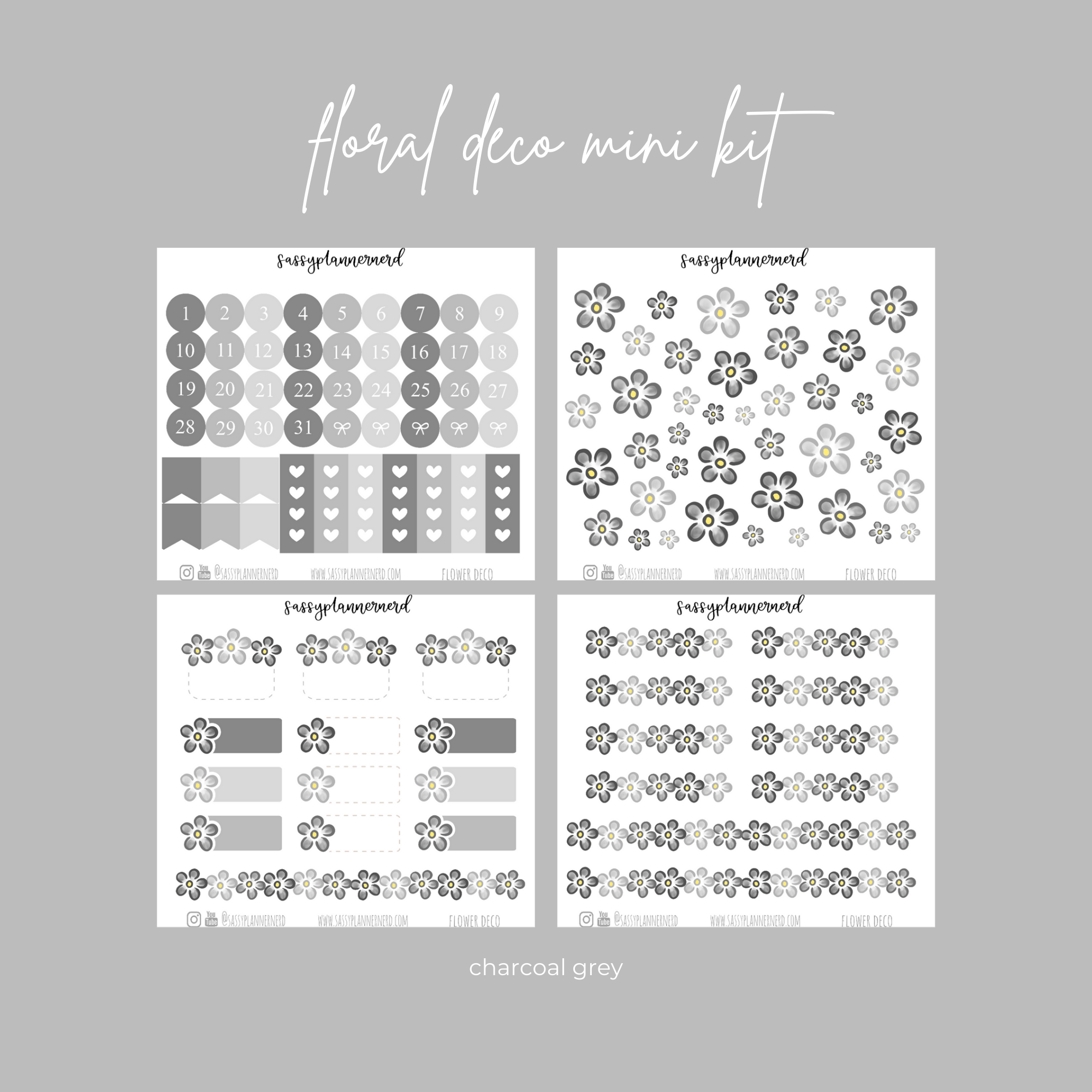 charcoal grey | flowers mini kit