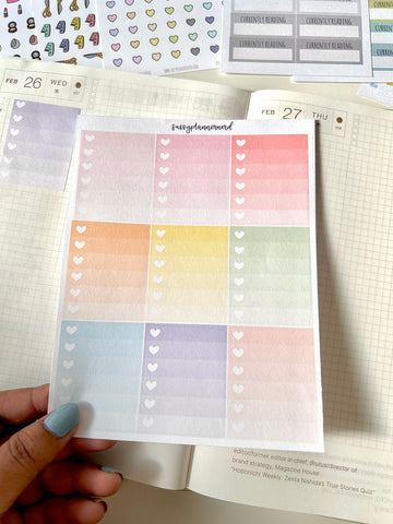 Ombre heart checklist // Functional stickers - pastels