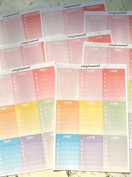 Weekly sidebar trackers // Pastels // Functional stickers