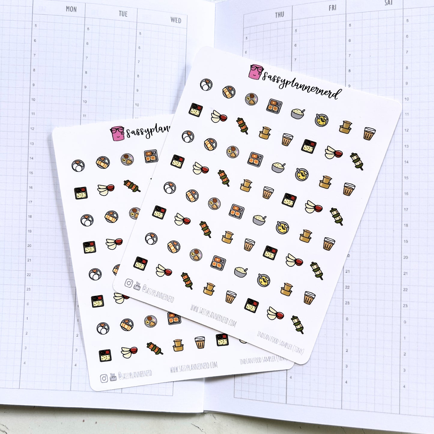 Indian food sampler | tiny doodle stickers