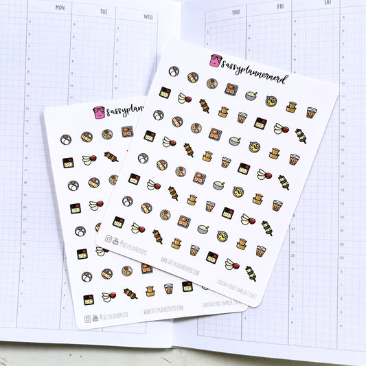 Indian food sampler | tiny doodle stickers