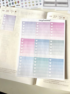 Ombre heart checklist // Functional stickers - blues