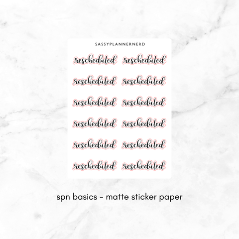 rescheduled | lettering stickers