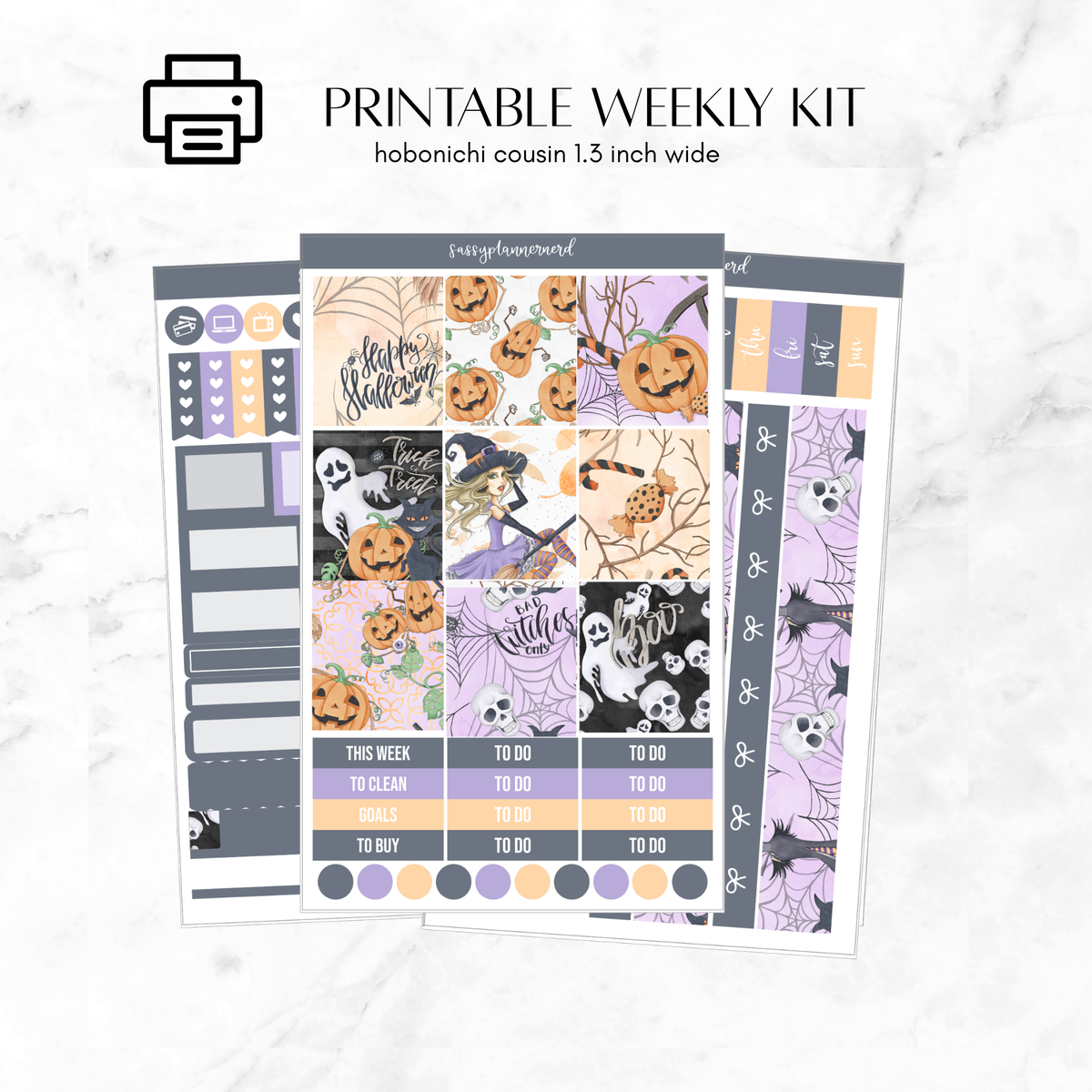 Printable Hobonichi Cousin Weekly kit - trick or treat