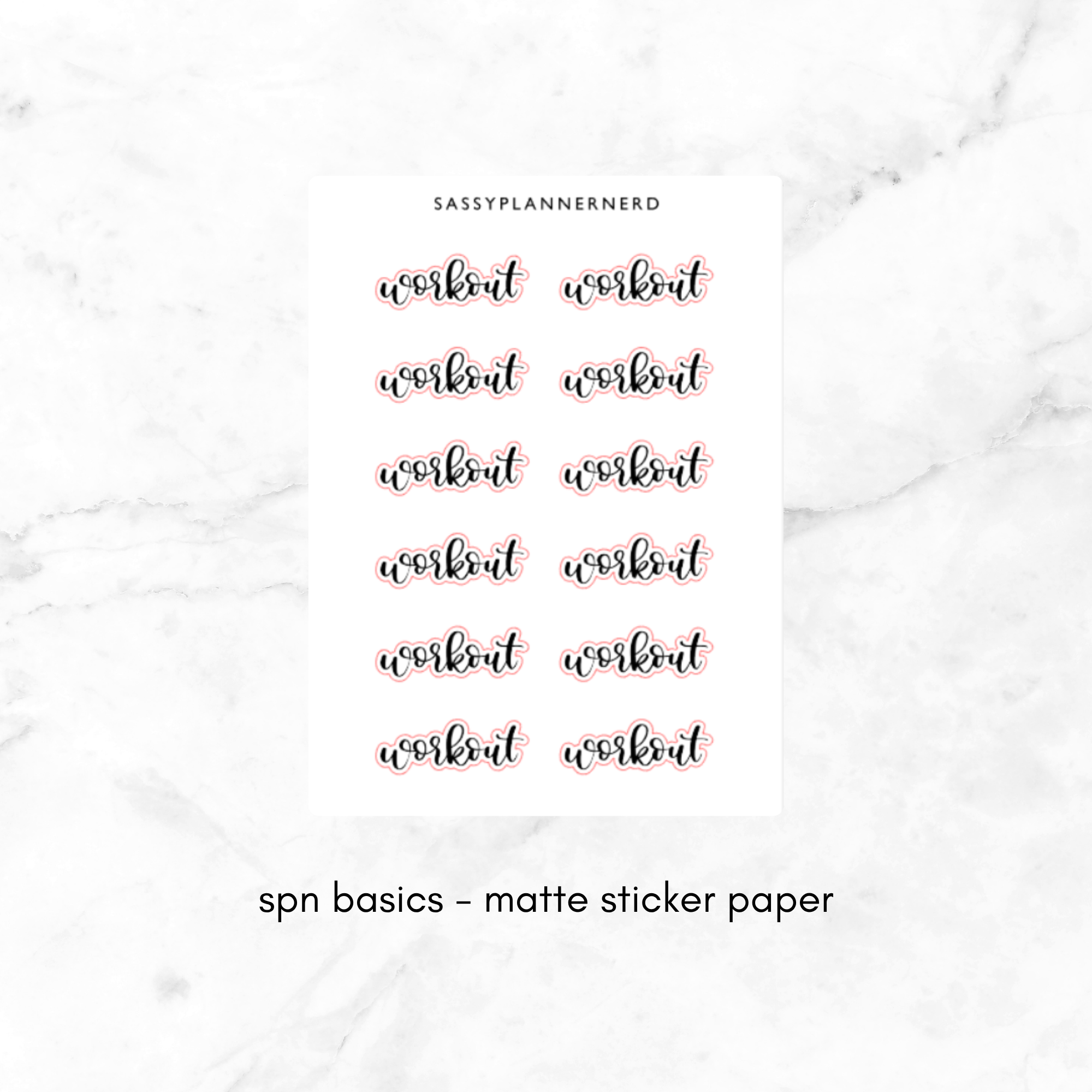 workout | lettering stickers