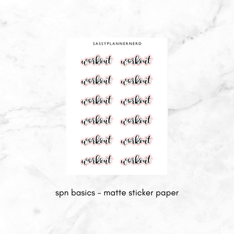 workout | lettering stickers