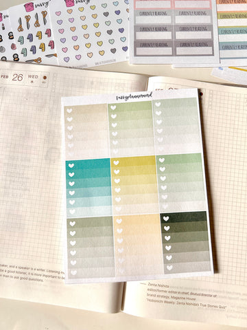 Ombre heart checklist // Functional stickers - green