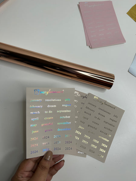 2024 monthy type font // Foiled Stickers