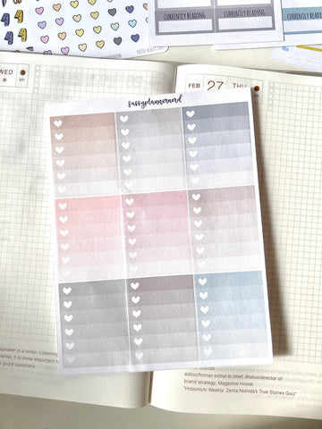 Ombre heart checklist // Functional stickers - neutral