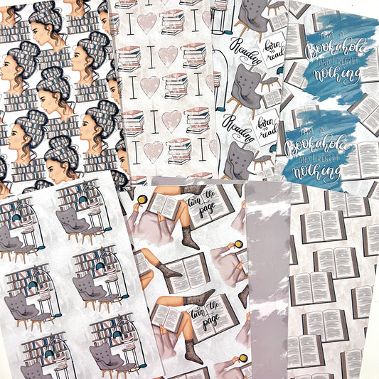 Bookaholics - pattern paper stickers (8 sheets)