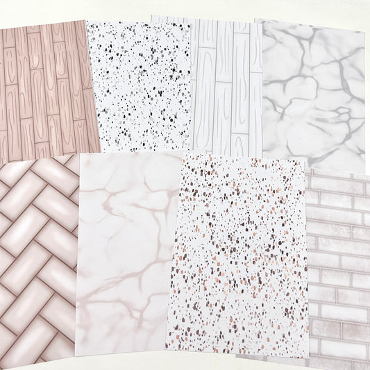 Marbles and floors - pattern paper stickers (8 sheets)