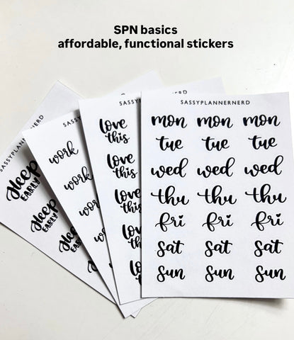 ALL 16 SPN basics | lettering stickers