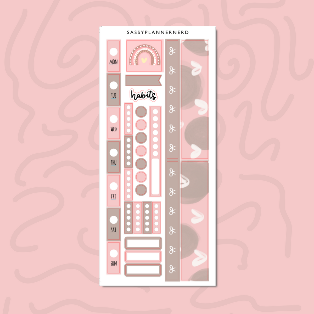 Beige Hearts | Hobonichi Weeks Sticker kit - one page (Copy)