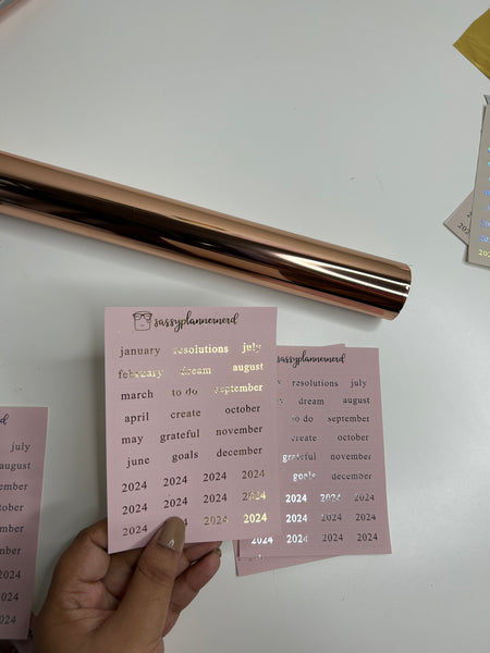 2024 monthy type font - rosepink // Foiled Stickers