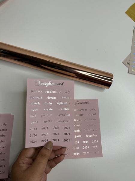 2024 monthy type font - rosepink // Foiled Stickers