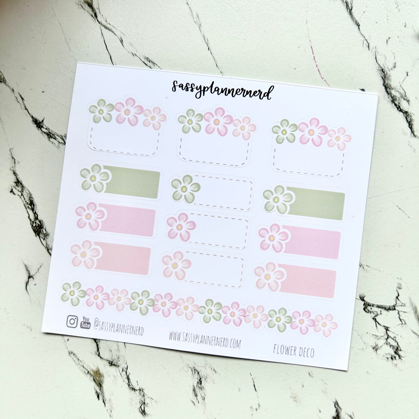 Flower deco labels | matcha mint