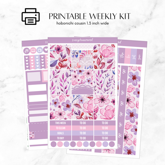 Printable Hobonichi Cousin Weekly kit - floral bloom