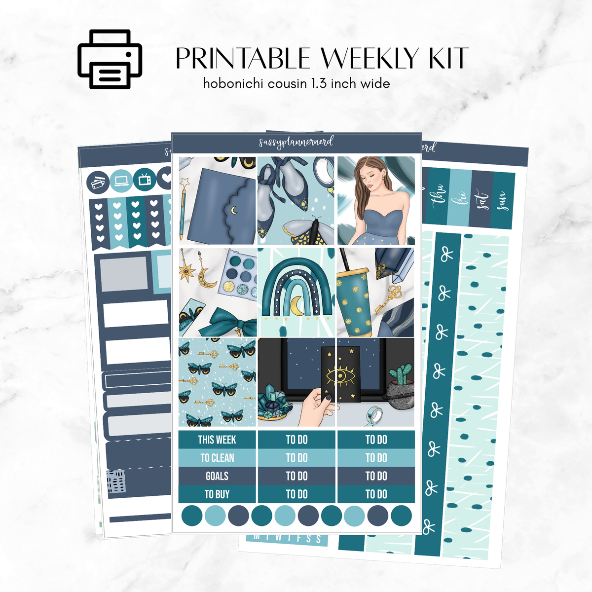 Printable Hobonichi Cousin Weekly kit - celestial