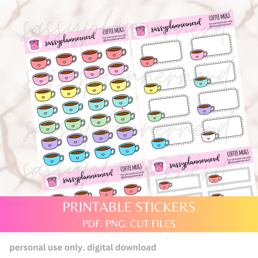 Coffee Mugs | Printable stickers